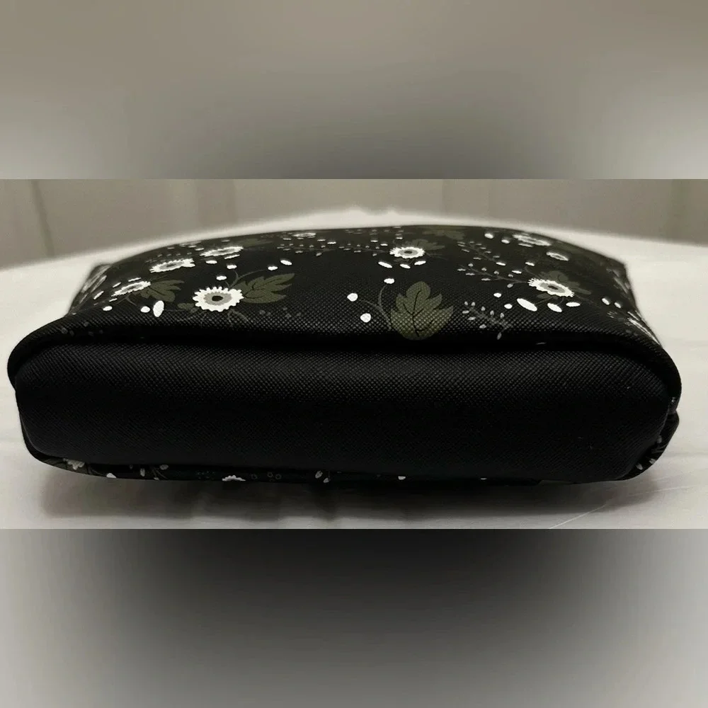 Dabney Lee Black Floral Zip Top Cosmetic Makeup Bag